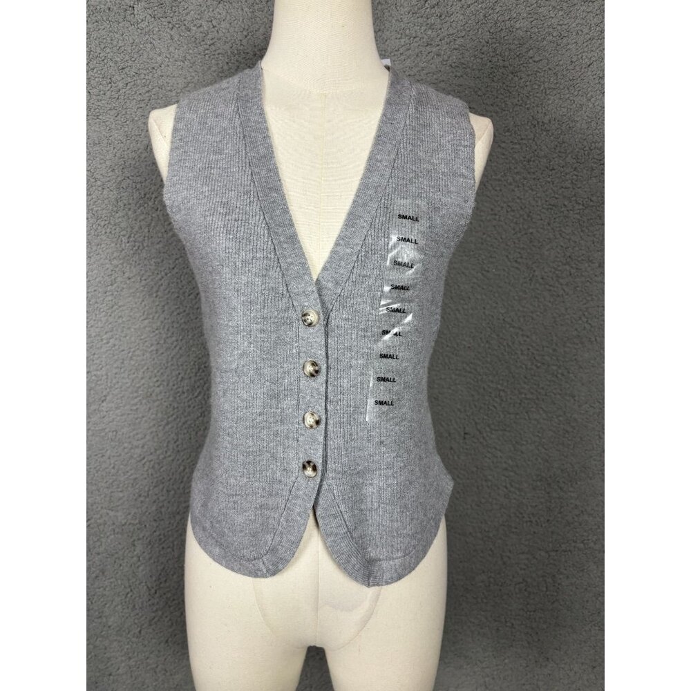 Ultra Flirt Juniors' V-Neck Button-Front Sweater Vest Size Small Gray NWT's